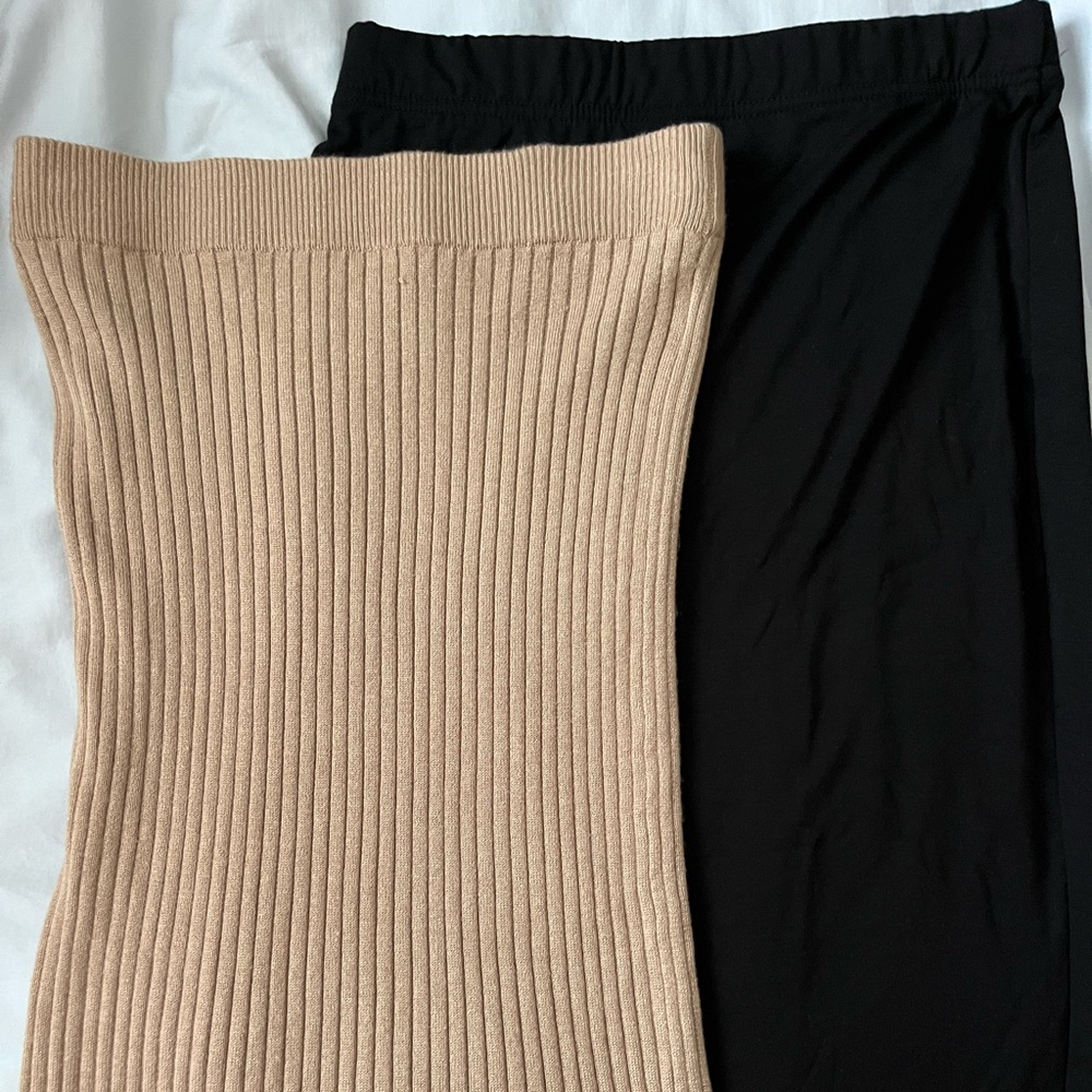 Forever 21 Tan Ribbed Skirt SHEIN black skirt